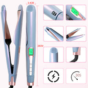 New 2 In 1 Flat Iron Curler Twist Professional Dual Voltage Titanium Tourmaline Ionic Ceramic Hair Straightener